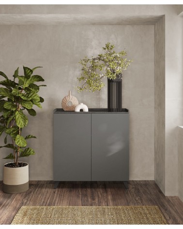 Buffet haut PAUL 120 cm Ardoise et Plomb 2 portes