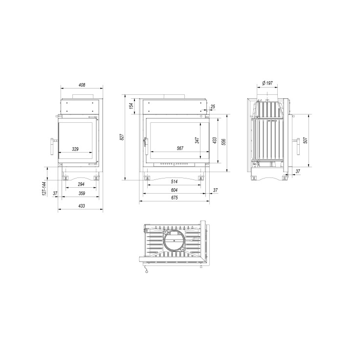 Insert cheminée MAJA 8 vitre à droite Insert cheminée MAJA 8 vitre à droite