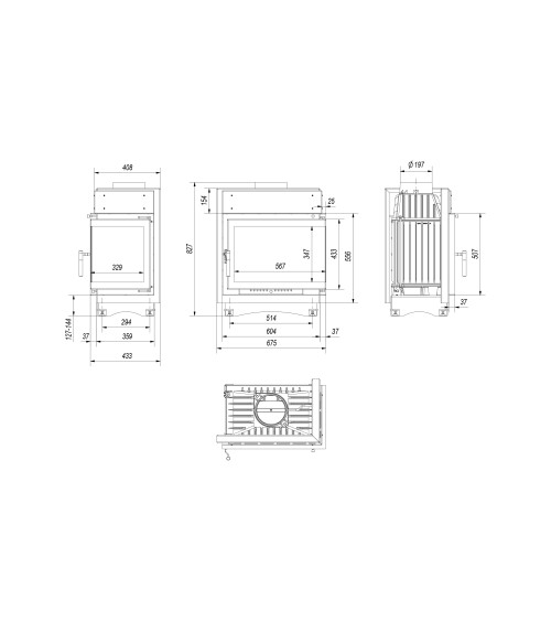 Insert cheminée MAJA 8 vitre à droite
