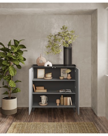 Buffet haut PAUL 120 cm Ardoise et Plomb 2 portes