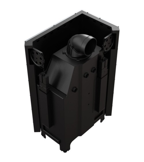 Insert cheminée MBA 17 BS vitre à gauche ouverture relevable + 4 bouches recuperateur