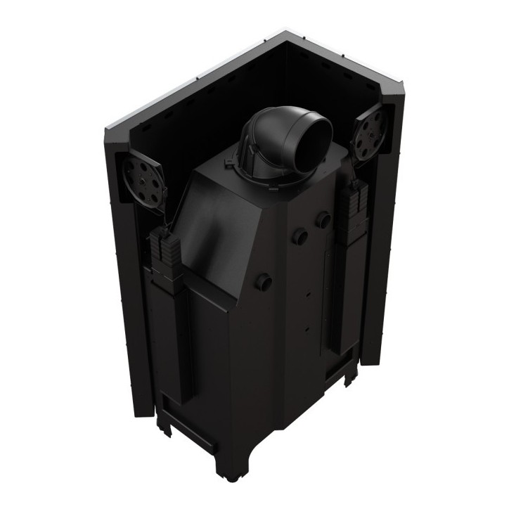 Insert cheminée MBA 17 BS vitre à gauche ouverture relevable + 4 bouches recuperateur