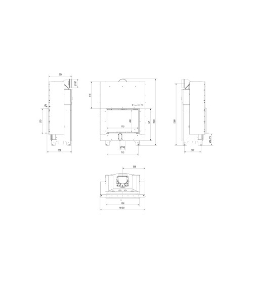Insert cheminée MBA 17 ouverture relevable + 4 bouches recuperateur