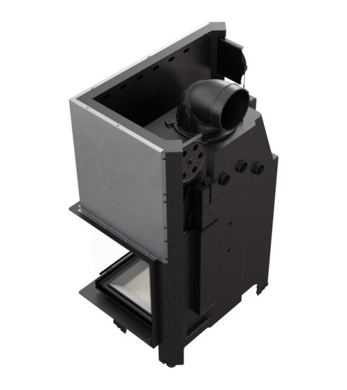 Insert cheminée MBA 17 BS vitre à droite ouverture relevable + 4 bouches recuperateur