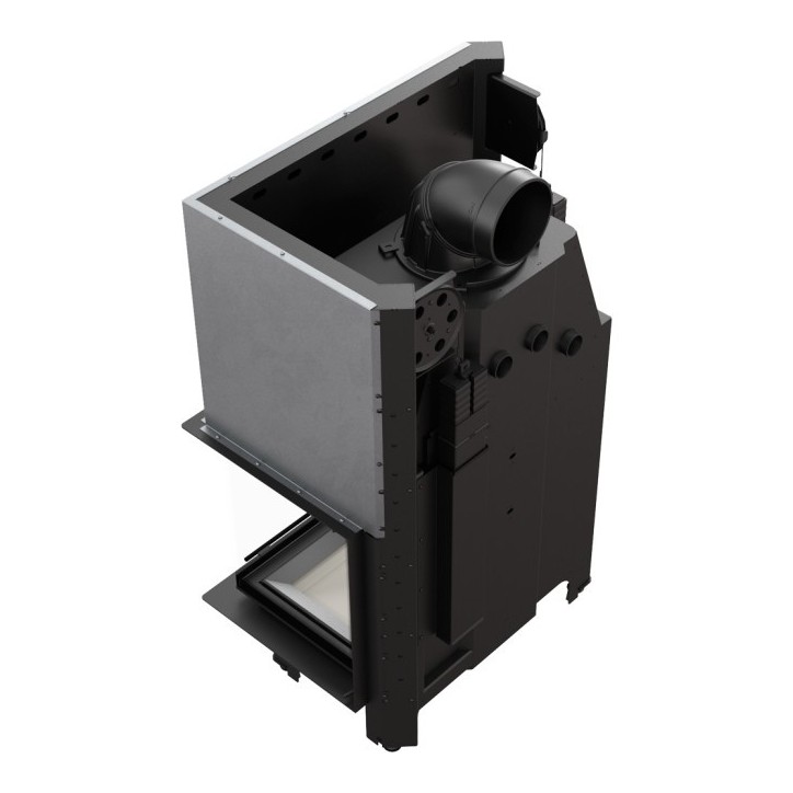 Insert cheminée MBA 17 BS vitre à droite ouverture relevable + 4 bouches recuperateur