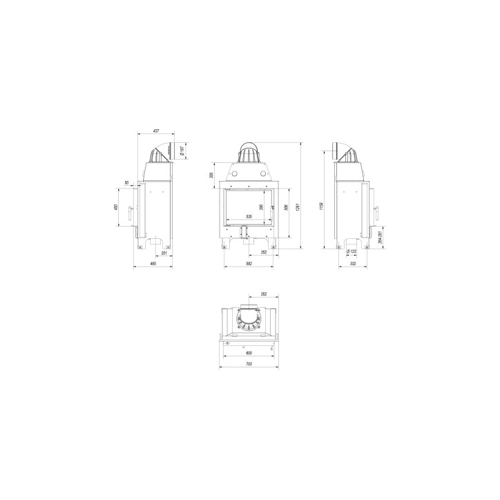 Insert cheminée MBM 10 + 2 bouches recuperateur