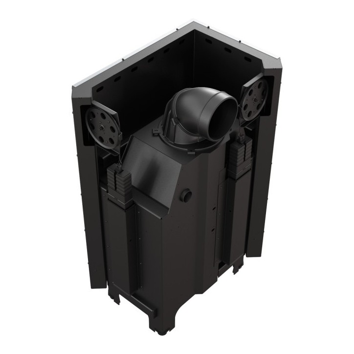 Insert cheminée MBM 10 BS vitre à gauche ouverture relevable + 1 bouches recuperateur