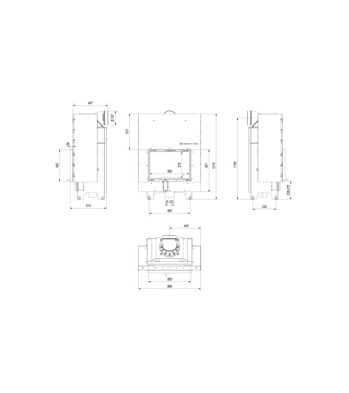 Insert cheminée MBM 10 ouverture relevable + 2 bouches recuperateur
