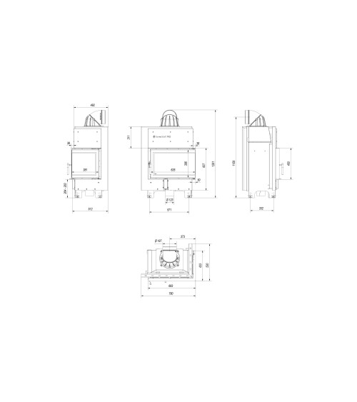 Insert cheminée MBM 10 vitre à droite + 2 bouches recuperateur