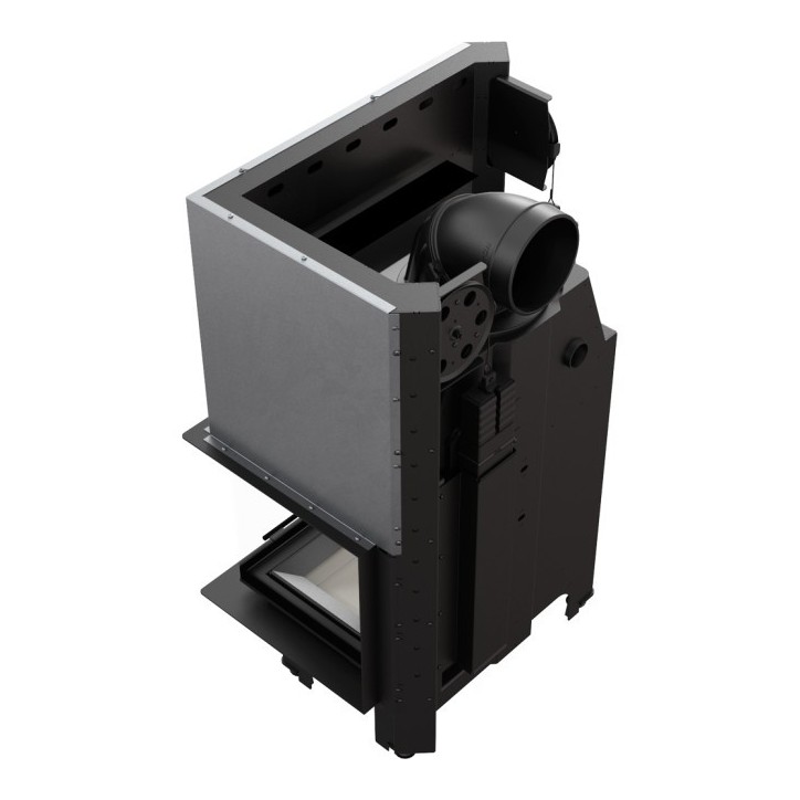 Insert cheminée MBM 10 BS vitre à droite ouverture relevable + 2 bouches recuperateur