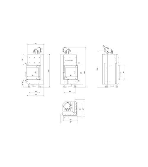 Insert cheminée MBN 12 BS vitre à droite