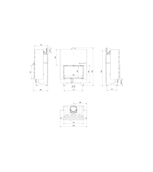 Insert cheminée MBO 15 ouverture relevable + 4 bouches recuperateur