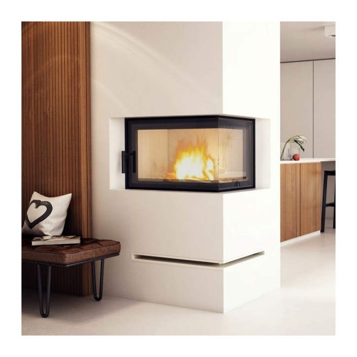 Insert cheminée MBO 15 BS vitre à droite + 4 bouches recuperateur