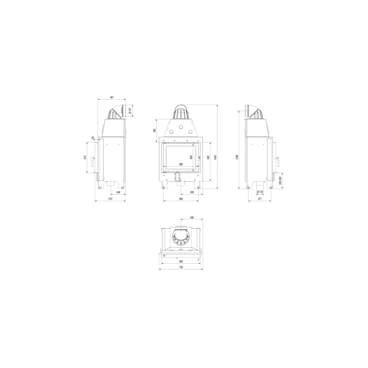 Insert cheminée MBZ 13 + 3 bouches recuperateur