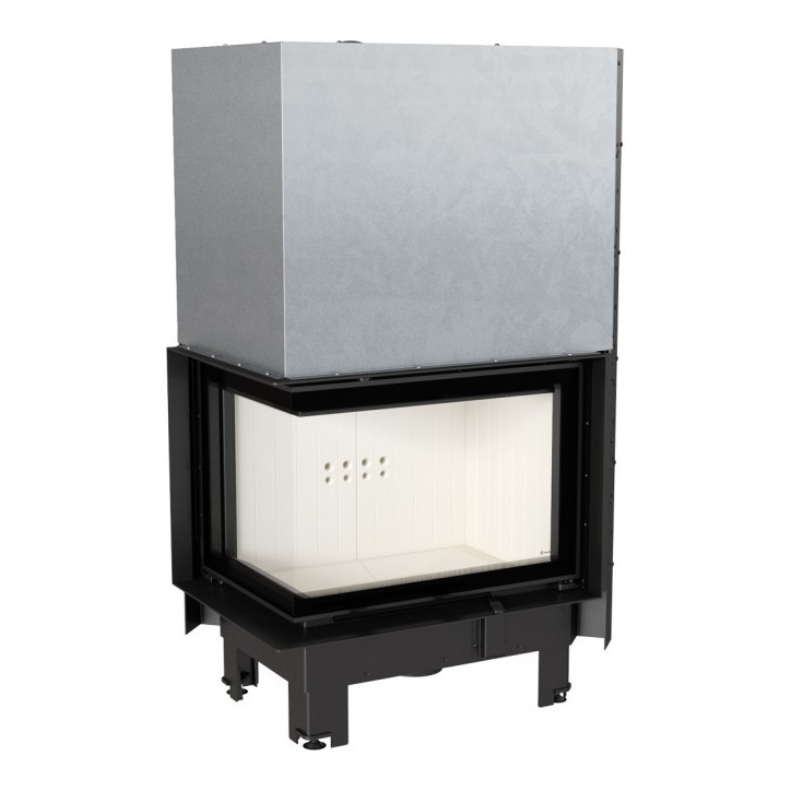 Insert cheminée MBZ 13 BS vitre à gauche ouverture relevable + 3 bouches recuperateur