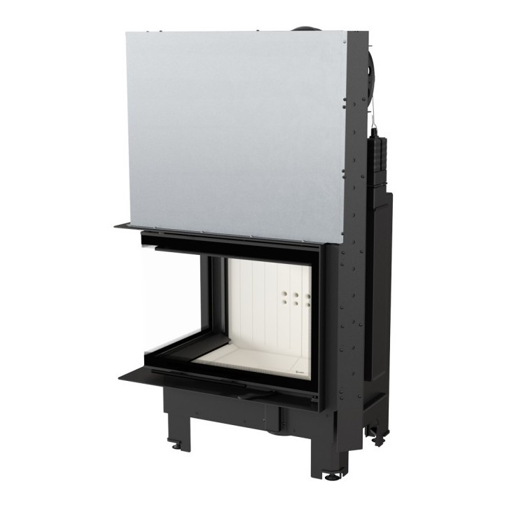 Insert cheminée MBZ 13 BS vitre à gauche ouverture relevable + 3 bouches recuperateur