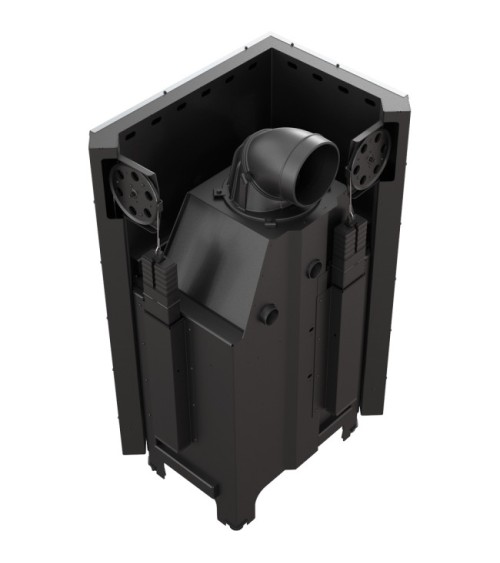 Insert cheminée MBZ 13 BS vitre à gauche ouverture relevable + 3 bouches recuperateur