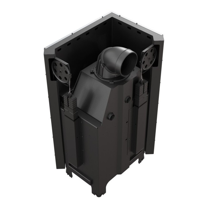 Insert cheminée MBZ 13 BS vitre à gauche ouverture relevable + 3 bouches recuperateur