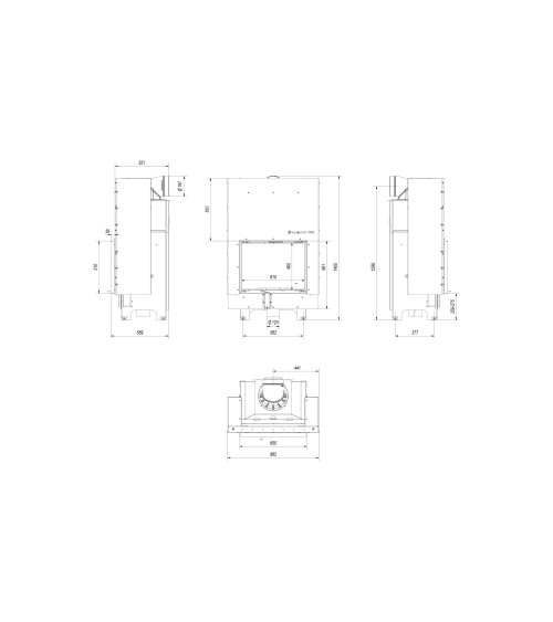 Insert cheminée MBZ 13 ouverture relevable + 3 bouches recuperateur