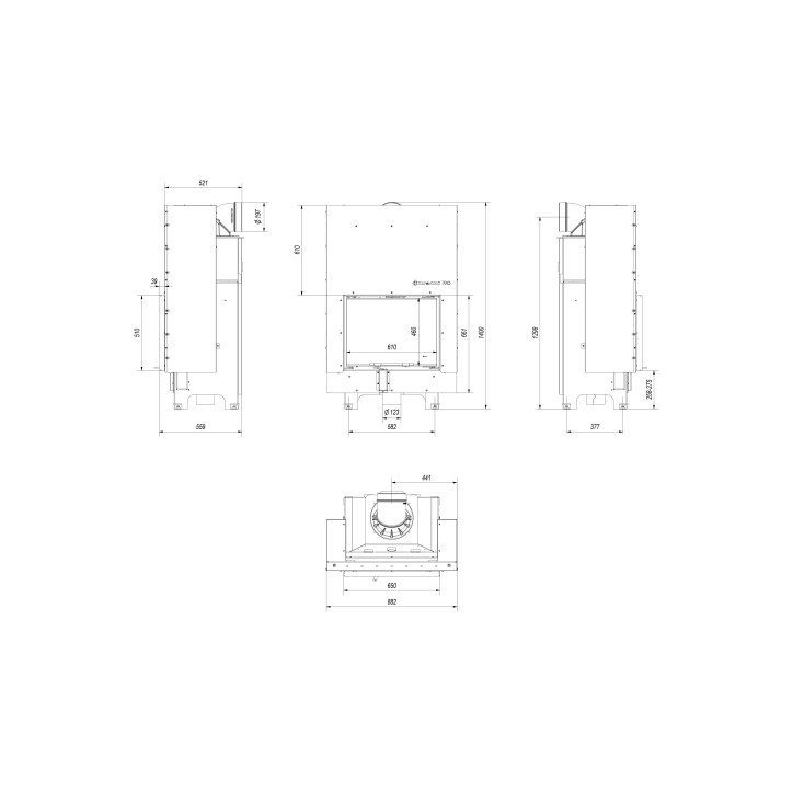 Insert cheminée MBZ 13 ouverture relevable + 3 bouches recuperateur
