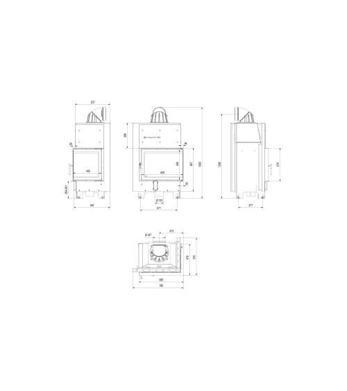 Insert cheminée MBZ 13 BS vitre à droite + 3 bouches recuperateur
