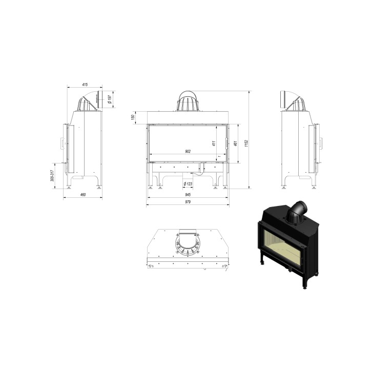 Insert cheminée NADIA 14 kW