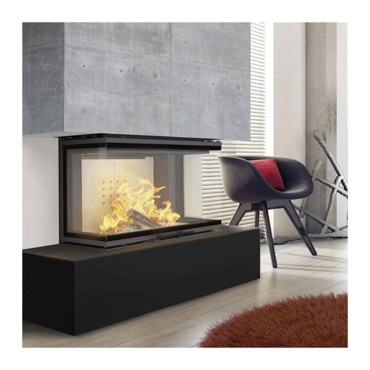 Insert cheminée NBC 10 3 côtés vitrés ouverture relevable + 3 bouches recuperateur