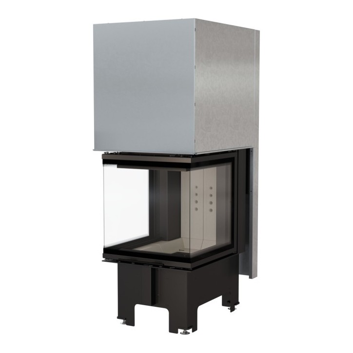 Insert cheminée NBC 8 3 côtés vitrés ouverture relevable + 2 bouches recuperateur