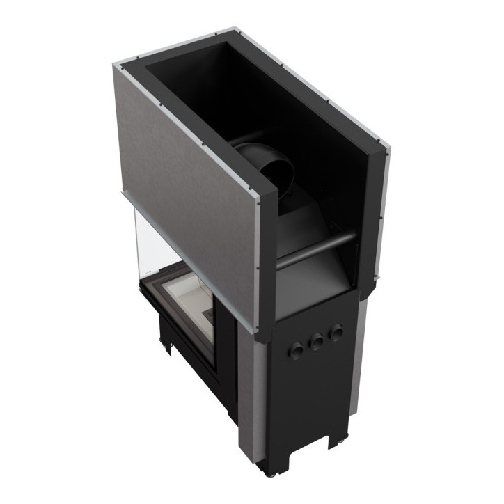 Insert cheminée NBU 11 3 côtés vitrés ouverture relevable + 3 bouches recuperateur