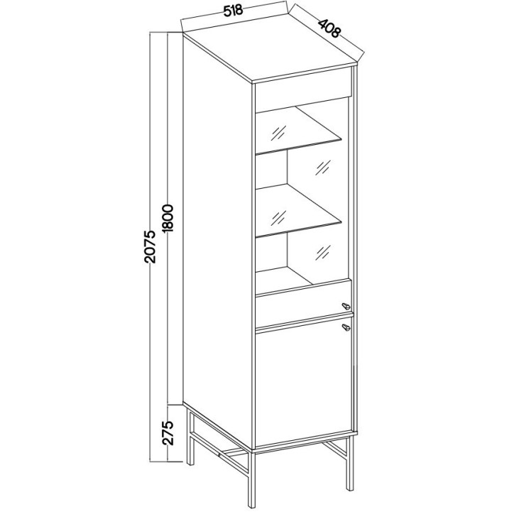 Vitrine Tokyo 50 cm beige