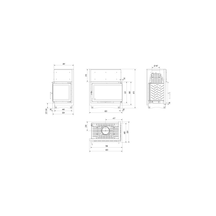 Insert cheminée OLIWIA 18 BS DECO vitre à droite