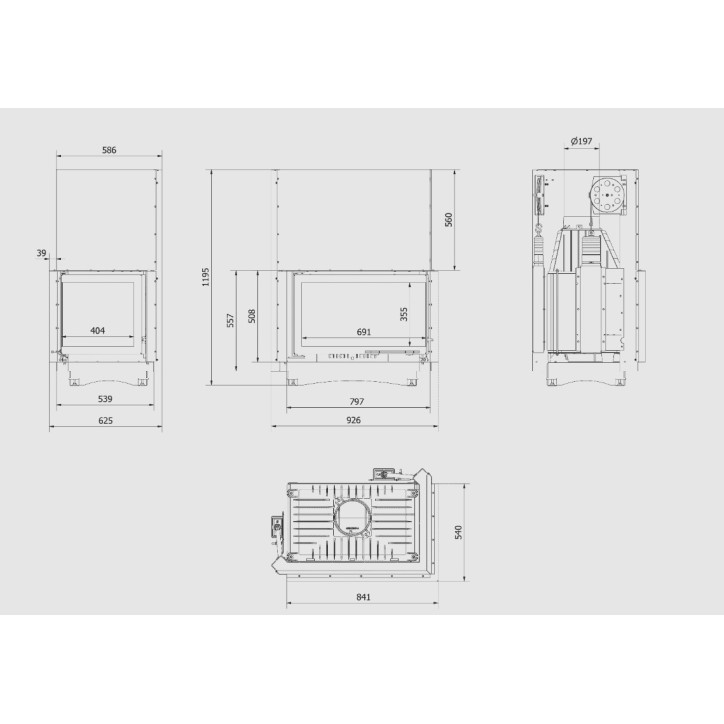 Insert cheminée OLIWIA 18 BS vitre à droite ouverture relevable