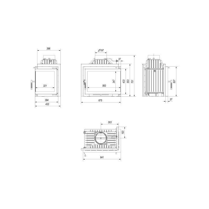 Insert cheminée SMART MS 8 BS vitre à droite