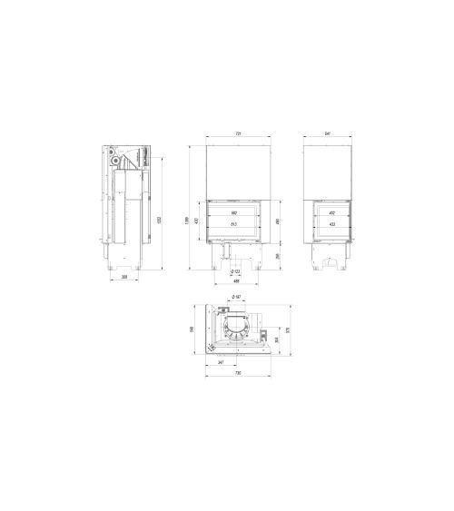 Insert cheminée VN 610/430 BS vitre à gauche ouverture relevable