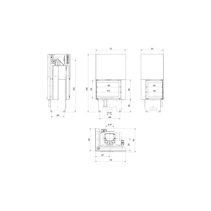 Insert cheminée VN 610/430 BS vitre à gauche ouverture relevable