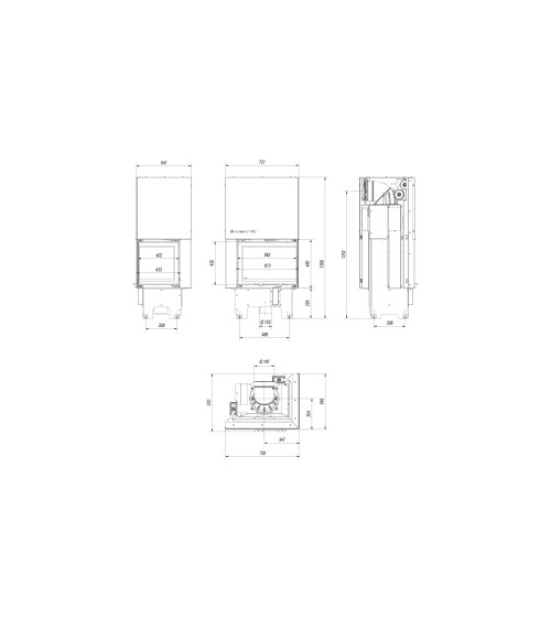 Insert cheminée VN 610/430 vitre à droite ouverture relevable