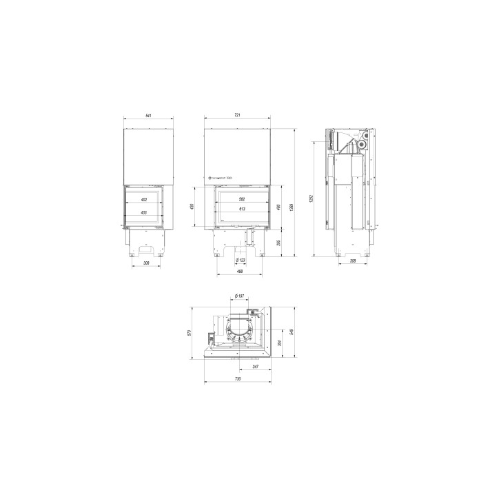 Insert cheminée VN 610/430 vitre à droite ouverture relevable