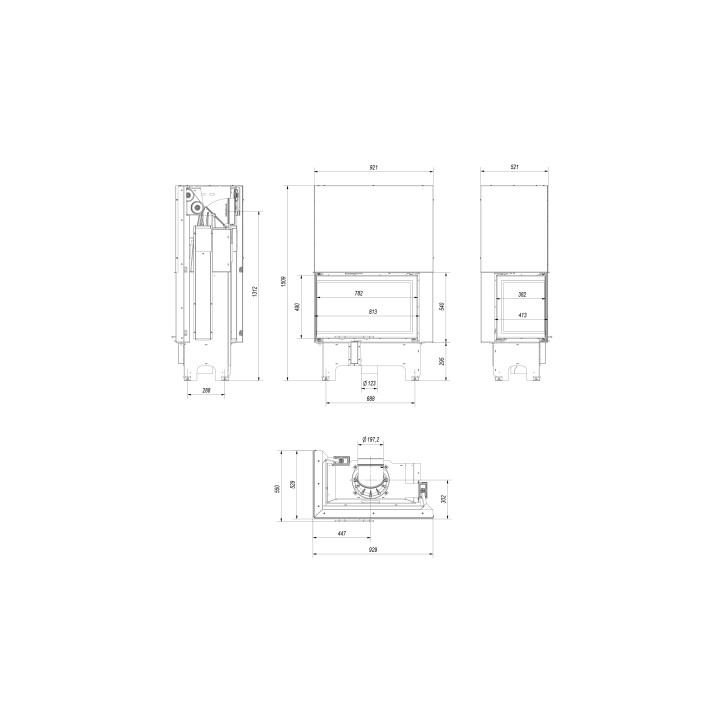 Insert cheminée VN 810/410 BS vitre à gauche ouverture relevable
