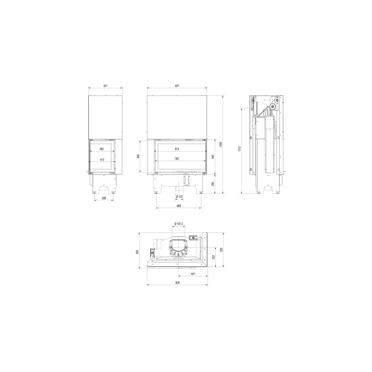 Insert cheminée VN 810/410 vitre à droite ouverture relevable