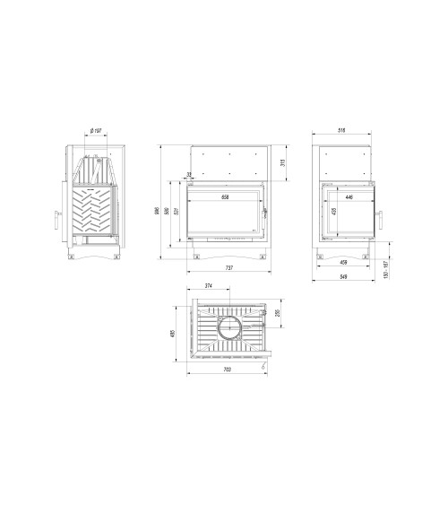 Insert cheminée ZUZIA 12 BS DECO vitre à gauche