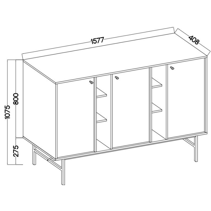 Buffet TOKYO beige 160 cm 3 portes + 2 niches