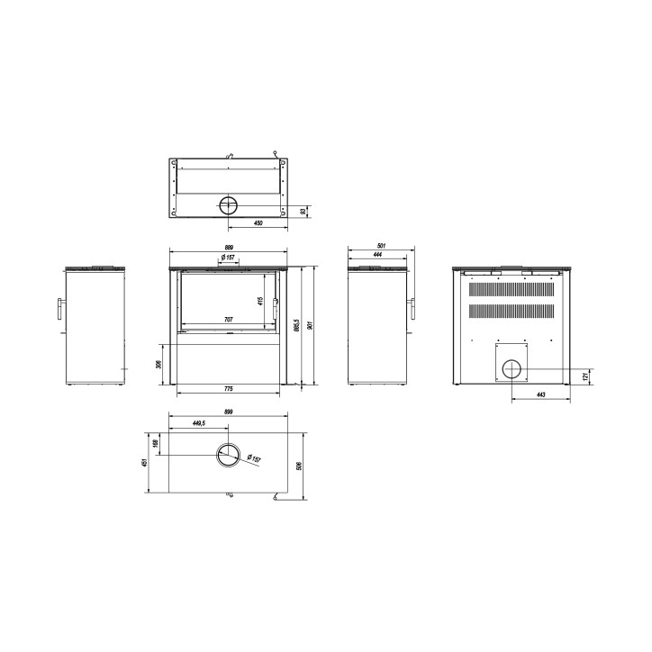 Poêle à bois JUNO 16 kw PANNEAU BLANC