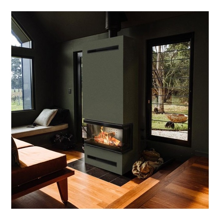 Insert cheminée NBC/BSL/P/680/280 3 côtés vitrés  9 kw + 2 bouches recuperateur