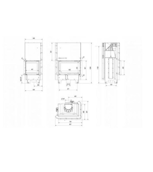 Insert cheminée MBM 10 BS vitre à droite ouverture relevable