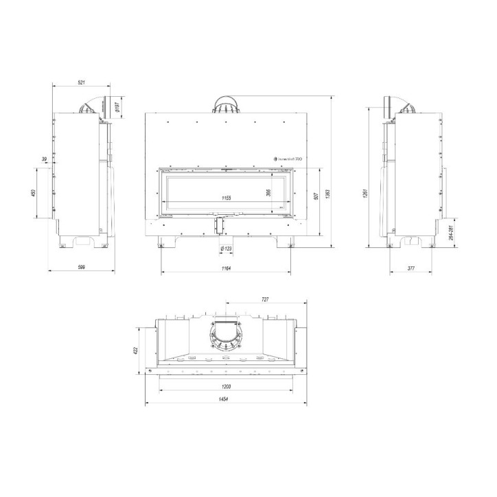 INSERT CHEMINÉE À BOIS MB 120 ouverture relevable
