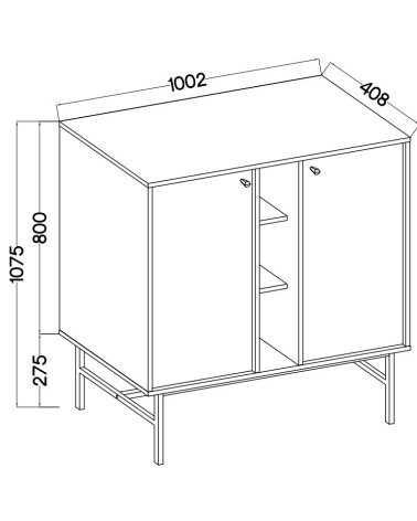 Buffet TOKYO beige 100 cm 2 portes + 1 niche