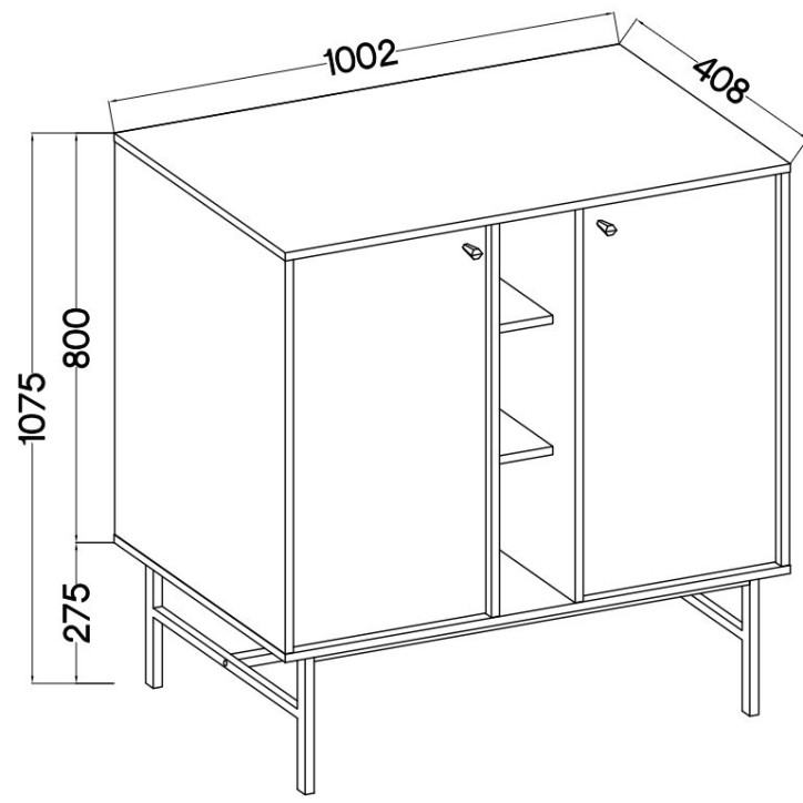 Buffet TOKYO beige 100 cm 2 portes + 1 niche