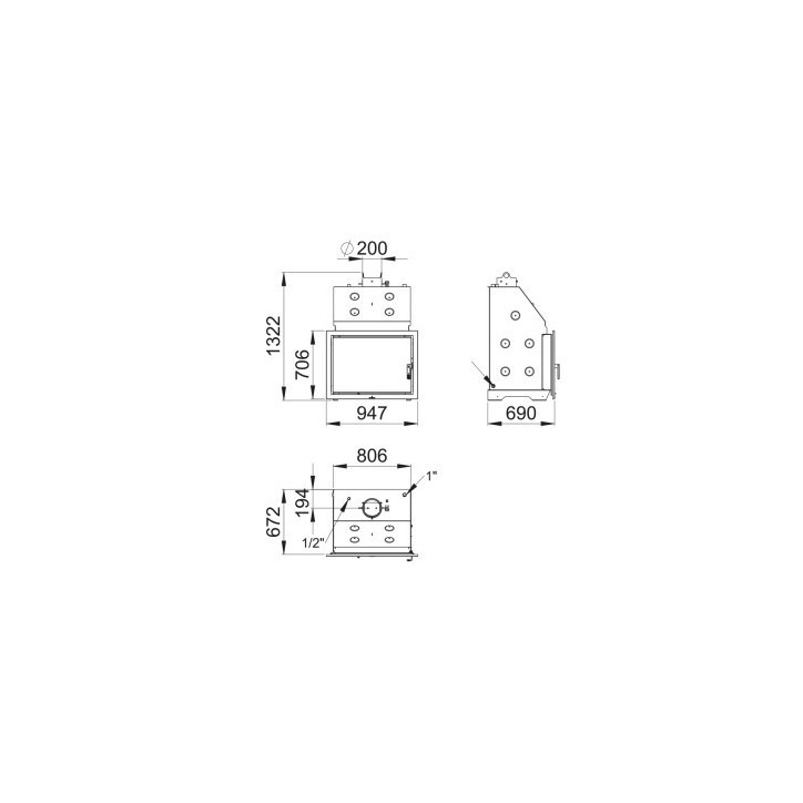 Insert à bois HYDRO-BRONPI-80-E-Vision 27/22 kw
