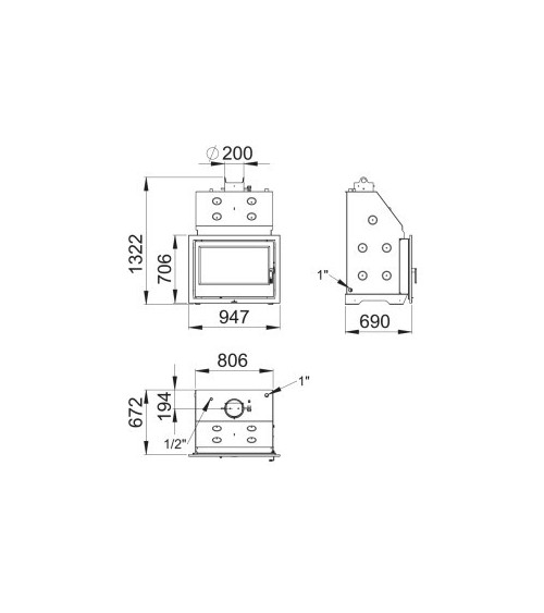 Insert à bois HYDRO-BRONPI-80-E-  27/22 kw