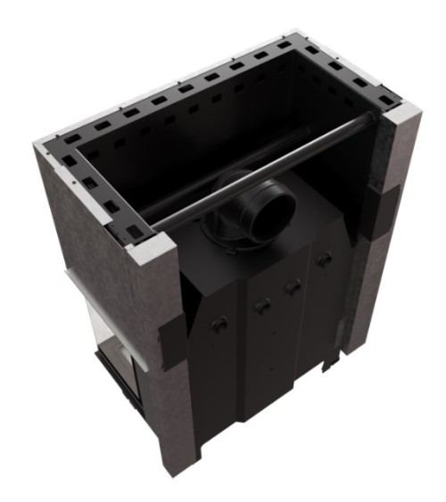 Insert cheminée NBC 15  3 côtés vitrés ouverture relevable + 4 bouches recuperateur